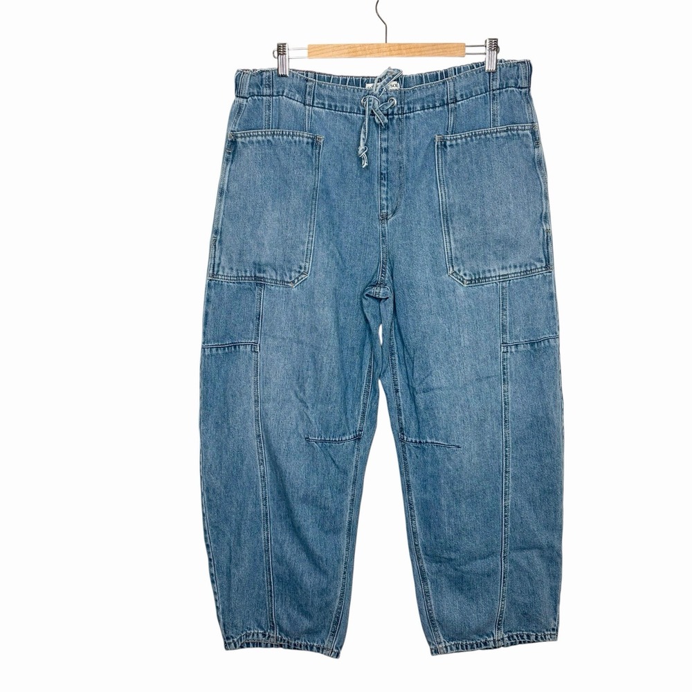Scotch & Soda The Arc Barrel Leg Jeans Womens Size XL Blue Denim Drawstring Boho